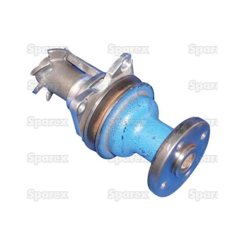 Close-up of a blue and metallic spare part with "Sparex" watermarks overlaid on the image, featuring precision-engineered hub holes suitable for Ford New Holland models. This is the Sparex Water Pump Assembly (Supplied with Pulley), Part No. S.68369.