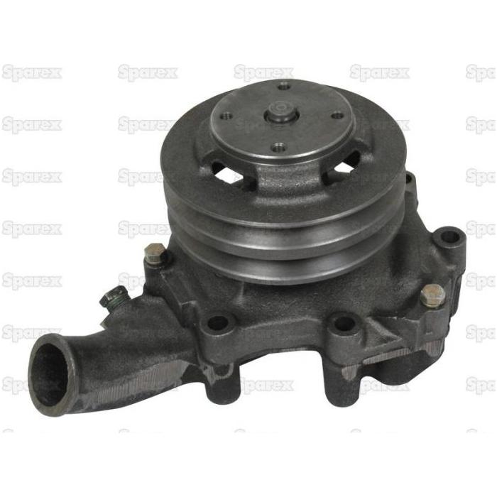Image of a Water Pump Assembly (Supplied with Pulley) - S.65017 featuring multiple mounting points and a Double Groove Half Pump system, suitable for automotive or mechanical applications. The label "Sparex" is faintly visible in the background.