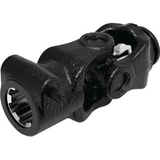 A close-up view of a Sparex PTO Coupling (Universal Joint size: 27 x 74.5mm) for mechanical applications, featuring metal bearings and a yoke shape, resembling the PTO Series AB4 dimensions.