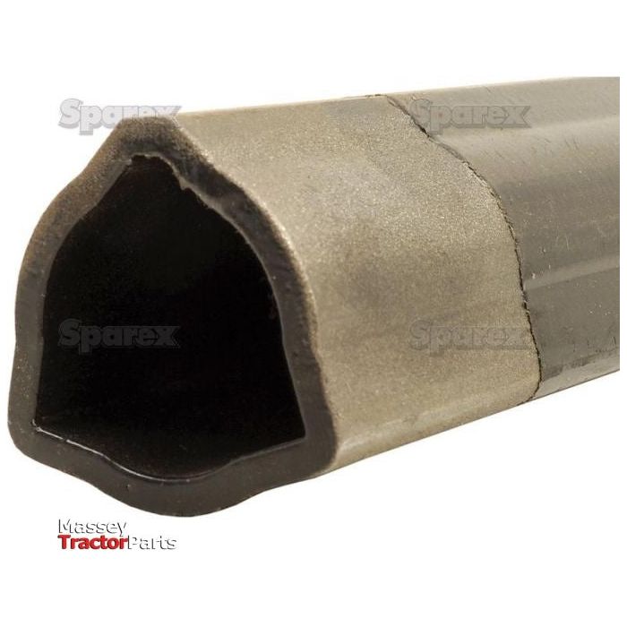 Close-up of the Rilsan® Coated PTO Tube with a triangle profile, displaying its unique hollow cross-section. The Sparex logo is visible in the bottom left corner, alongside a mention of Rilsan Coated materials for enhanced durability.