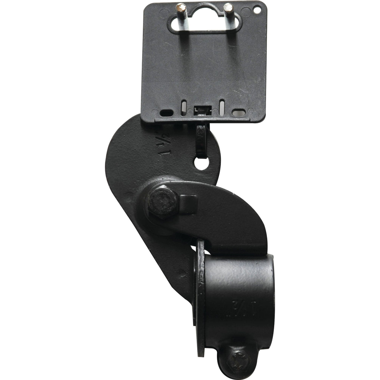 A Weather Cap from Sparex, part number S.914448, featuring a black mechanical hinge with a mounting plate and a durable roller wheel, reminiscent of the rugged dependability you’d expect from brands like Allis Chalmers.