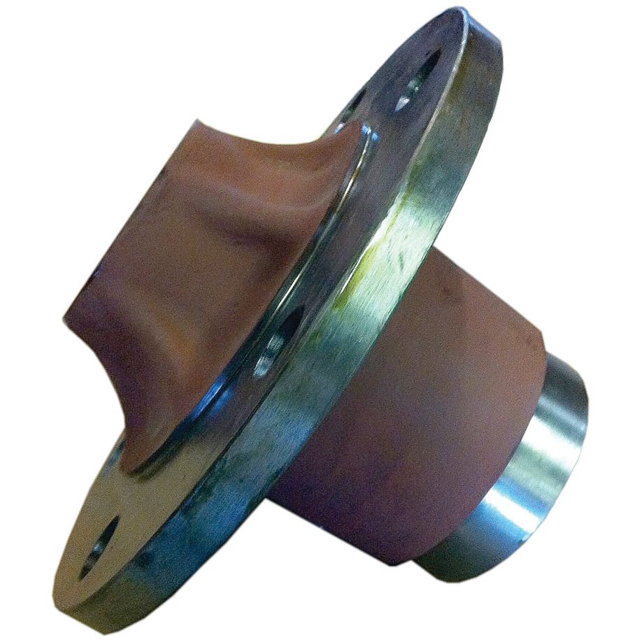 A metallic mechanical part with a flange, multiple bolt holes on the face, and a cylindrical base. The part resembles the Sparex Wheel Hub, Part No. S.40243, typically used in Massey Ferguson equipment. It has an industrial appearance and is made of metal with possibly rubber components.