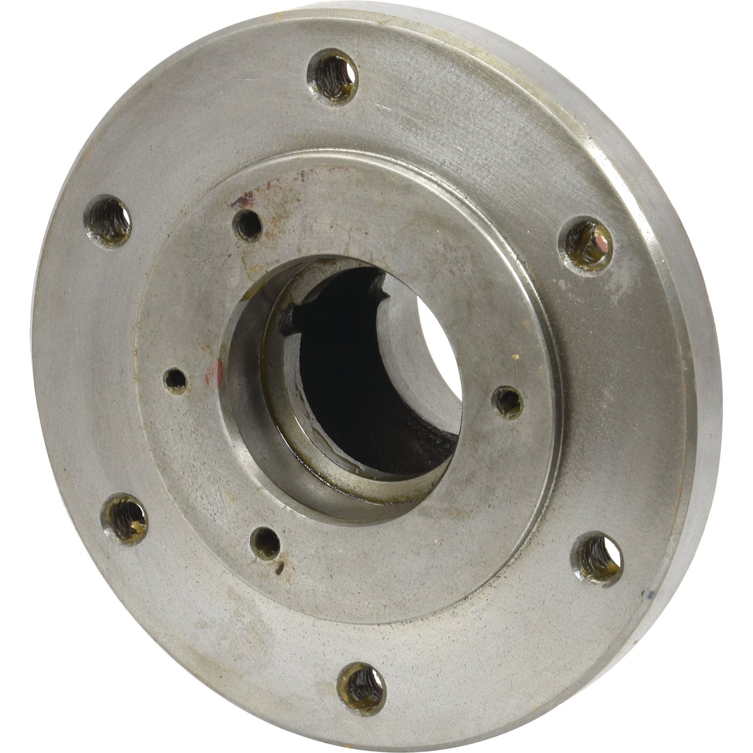 The Sparex Wheel Hub, with Part No. S.57473, is a round metal flange featuring eight evenly spaced bolt holes around its perimeter, commonly used for secure mounting in David Brown equipment.