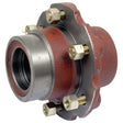 A close-up view of a heavy-duty **Wheel Hub** (Sparex Part No. S.74724) with a red and metallic finish, secured with nuts and bolts, reminiscent of the robust build found in **Sparex** machinery.