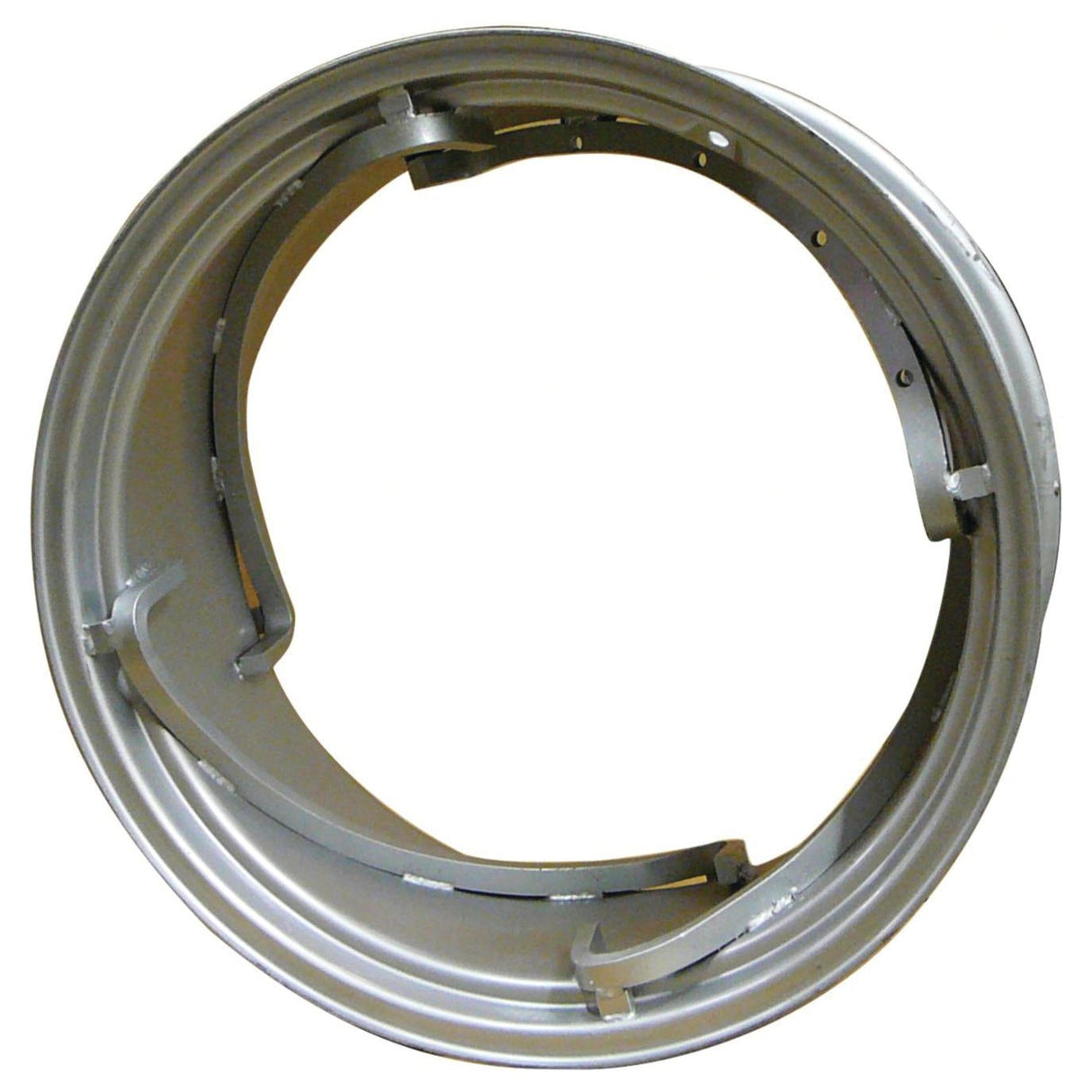 The Sparex Wheel Rim, measuring 12 x 28 inches (part number S.67187), is a substantial metal ring featuring multiple notches and grooves, designed for precise Power Adjust mechanisms in mechanical or industrial assemblies.