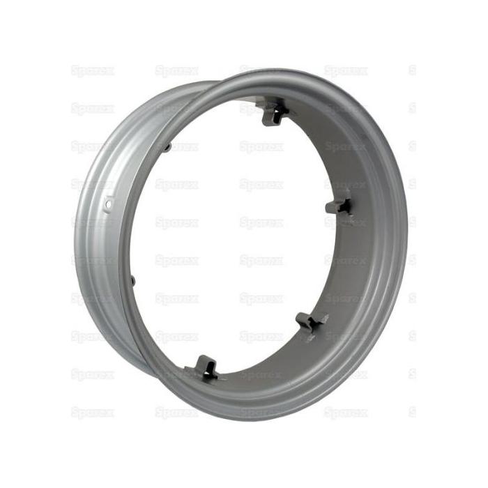 A circular, silver metal Wheel Rim (9 x 28'') - S.42169 from the Sparex brand, featuring six lugs, is shown against a plain white background.