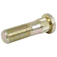 A close-up image of a metallic bolt with a threaded surface and flat head, resembling the Wheel Stud 5/8" x 2 1/4" (UNF) Grip Ø: 11/16" by Sparex, Part No. S.65100, typically found on Ford New Holland equipment.