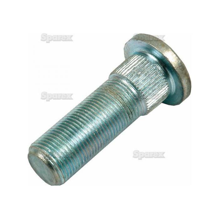 Close-up image of a Sparex Wheel Stud M20 x 1.5 x 62mm (Metric) with a flanged head, threaded body, and knurled 22.5mm grip - S.57768.