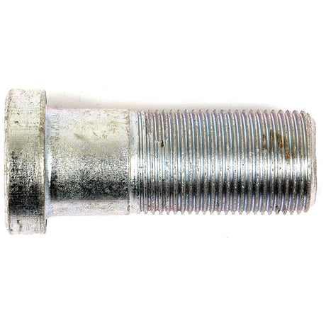 A silver metal bolt with a flat, circular head and spiral threading along the shaft, known as a wheel stud, designed in metric M22 x 1.5 specification is marketed as the Wheel Stud M22 x 1.5 x 68mm (Metric) Grip Ø: 22.5mm - S.68701 by Sparex.