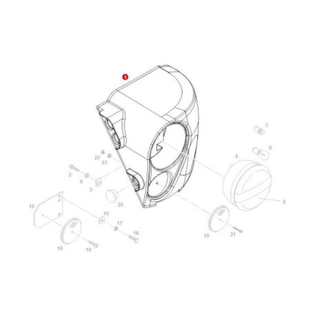 Exploded view diagram of a mechanical device with numbered parts. Several screws, knobs, and internal components are visible and labeled numerically. Ensure you use AGCO Parts Genuine, such as the Fendt - Work Light Surround (716900020021), to maintain the integrity of your Fendt models.