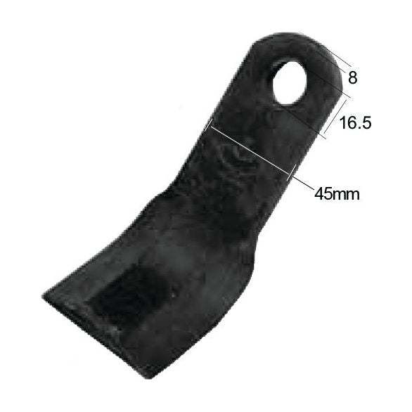 Y type flail, Length: 130mm, Width: 40mm, Hole⌀: 16.5mm, Thickness: 8mm. Replacement for Kuhn
- S.74810 - Massey Tractor Parts