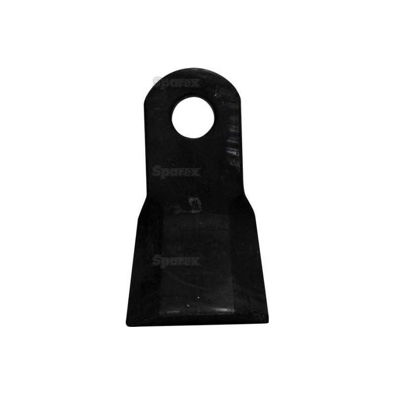 A Y type flail from Sparex, featuring a black metal construction with a rectangular base measuring 150mm in length and 60mm in width, a tapered middle section, and a round hole at the top with a diameter of 25.5mm. This part, which is 10mm thick, is an ideal replacement for Agrimaster equipment under Sparex Part No.S.72287 or equivalent to fit as 3000106 Quivogne models.