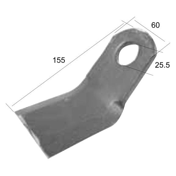 Y type flail, Length: 155mm, Width: 60mm, Hole⌀: 25.5mm, Thickness: 8mm. Replacement for Ferri
- S.78436 - Massey Tractor Parts