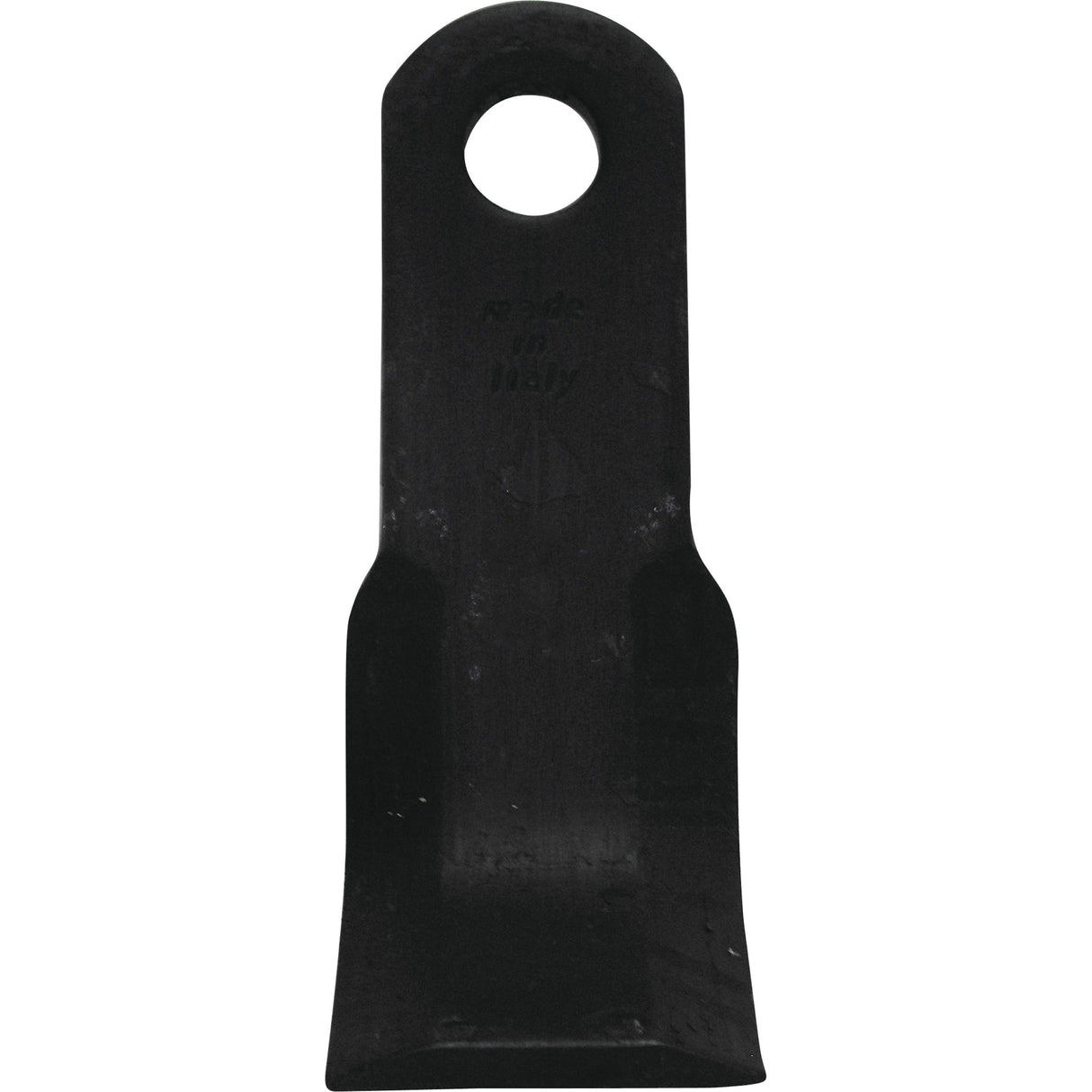 A black metal Y type flail with a flat, rectangular end and a 25.5mm diameter circular hole at the top, measuring 200mm in length, 60mm in width, and 10mm in thickness. Compatible with Sparex Part No.S.72283 and used as a replacement for Kuhn, Nobili, Omarv, Quivogne, Sicma models. This flail offers durability and precision in every cutting or shredding application.