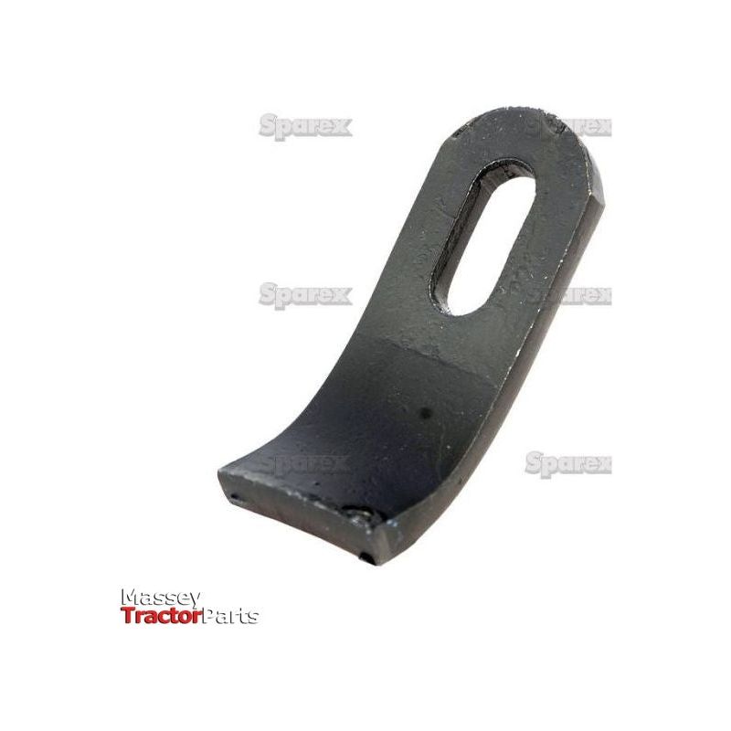 A Y type flail metal component, measuring 98mm in length, 35mm in width, and featuring a 33x14mm hole and a thickness of 10mm, labeled "Sparex" and "Massey Tractor Parts," suitable for Votex blowers. Replacement for Votex or Rousseau parts under the fitting code 4503030 | Sparex Part No. S.72216.