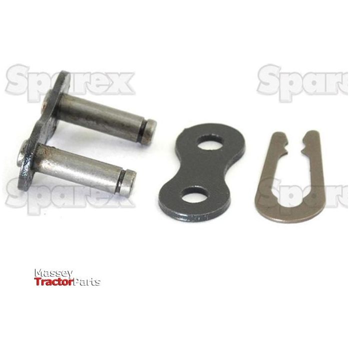 The **Connecting Link, Simplex, 160-1 | Sparex Part No.S.156350 by Sparex** features a metal link with two pins, a black link plate, and a small U-shaped locking clip on a white background.