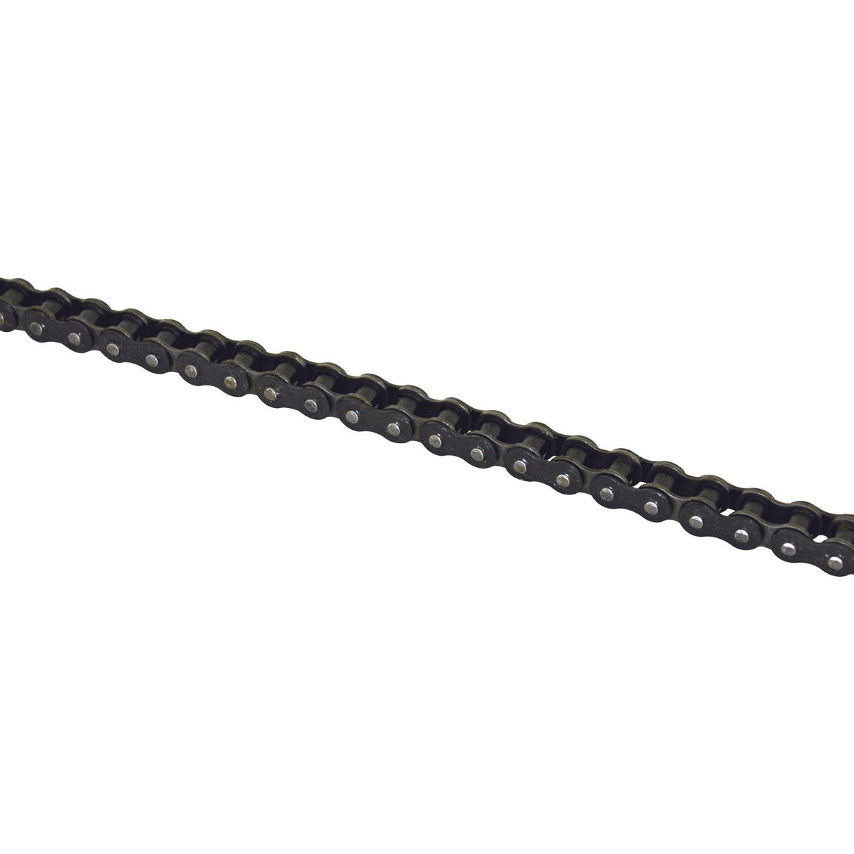 A close-up of a Sparex Drive Chain - Simplex, 10B-1 (5M), showcasing its individual links and cylindrical rollers used in machinery.