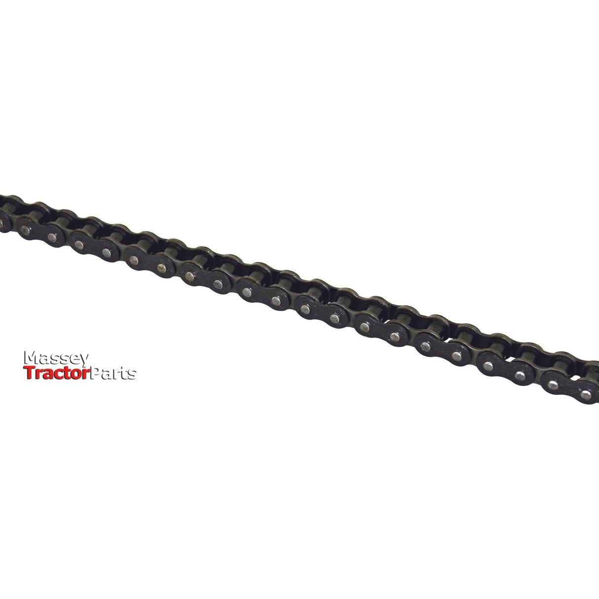 A photograph depicts a black Simplex Drive Chain (10B-1, 5M) from Sparex (Part No. S.37403) against a white background with the Massey Tractor Parts logo positioned in the bottom left corner.