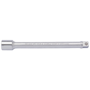 A silver 3/8" Sq. Dr., 150mm Draper Elora extension bar, model number 870-4, made in Germany from durable chrome vanadium steel and featuring corrosion protection to ensure longevity, compliant with DIN 3123 standards.