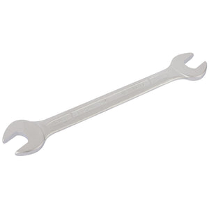 A Draper Elora Long Imperial Double Open End Spanner, 1/2 X 9/16" - 100A-1/2x9/16 with "Germany" imprinted on the handle, crafted from chrome vanadium steel for professional quality and corrosion protection, designed for adjusting nuts and bolts.