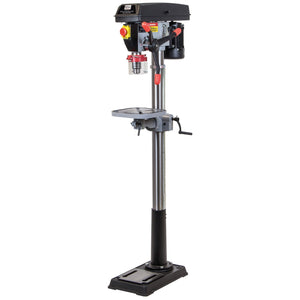 The SIP Pro F16 16-Speed 550w Floor Pillar Drill, model IP-01714, is specifically designed for the professional workshop. It features a black base, metal support, an adjustable work table, and offers 16-speed versatility.