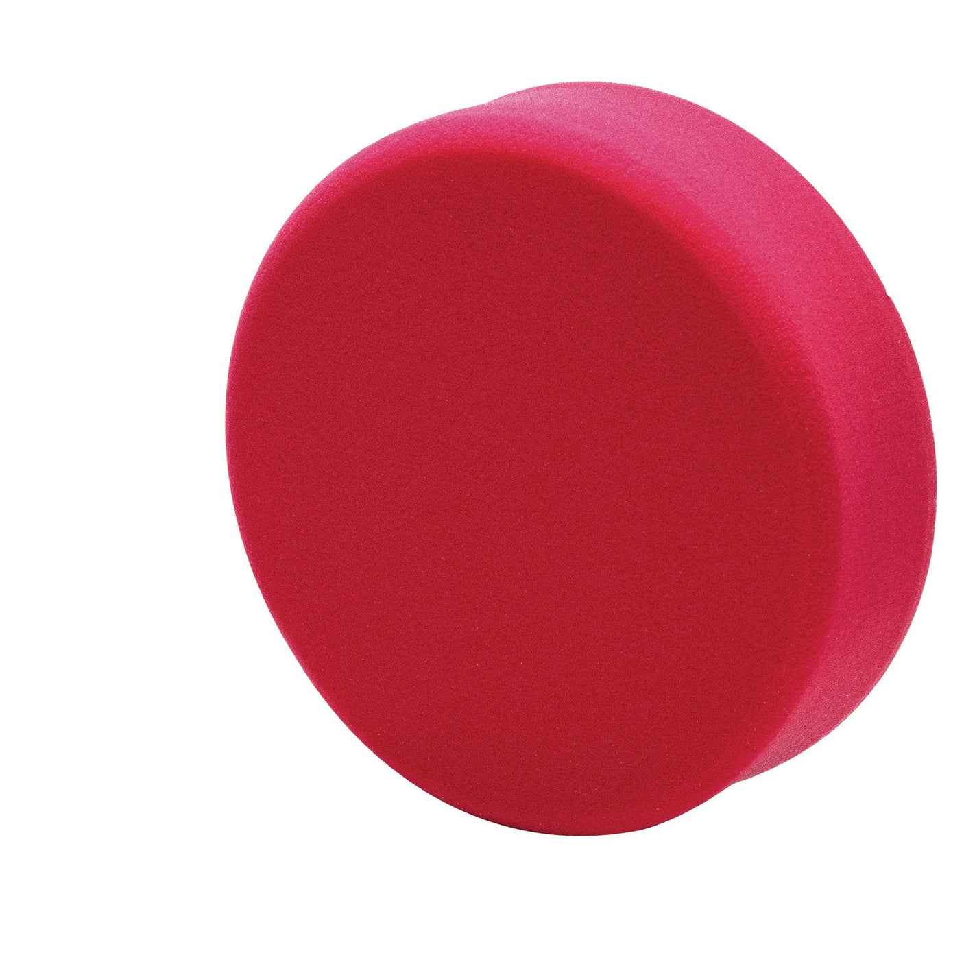 The Draper Polishing Sponge, 180mm, Ultra Soft - APT180 is showcased against a white background. This round, bright red foam disc features a smooth surface that's perfect for paintwork restoration.