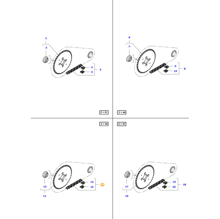 AGCO | Chain Cutting Table Transmission With Z=54 Sprocket | AG-7105919M91
