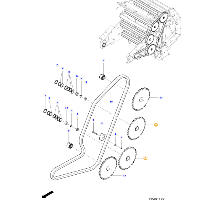 AGCO | Chain Sprocket Drive Mechanism Left Side | AG-1747-14-19-01Gy