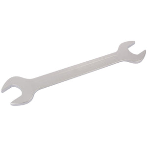 The Draper Elora Long Metric Double Open End Spanner, 32 X 36mm - 100-32x36, features a metal finish and is constructed from durable chrome vanadium steel for enhanced corrosion protection.