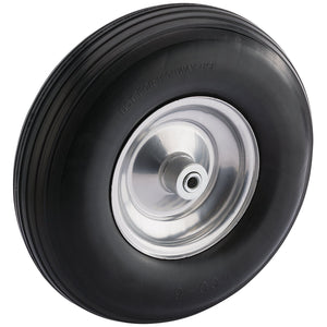 A Draper Rubber Wheel, 320mm with grooved treads and a metal hub, marked with "Not for Highway Use" and "4.00-6" on the sidewall.