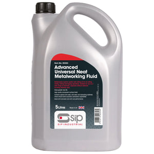 Gray 5-liter container of SIP's SIP-02353, a multi-purpose oil labeled with usage instructions and a product description.