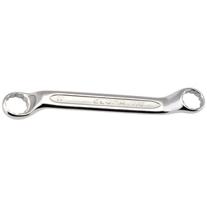 A double-ended, polished chrome ring spanner featuring "Draper Elora 113-10x11" and "11" marked in the center section, crafted from durable chrome vanadium steel for enhanced corrosion protection.