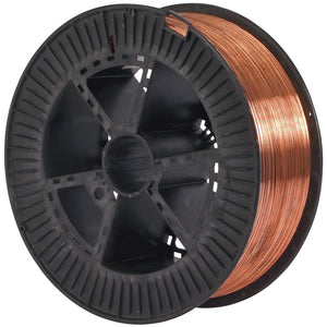 The SIP - 15kg x 08mm Mild Steel Wire (SIP-02671) is a spool of mild steel wire wound around a black plastic reel, ideal for use with SIP MIG welders.