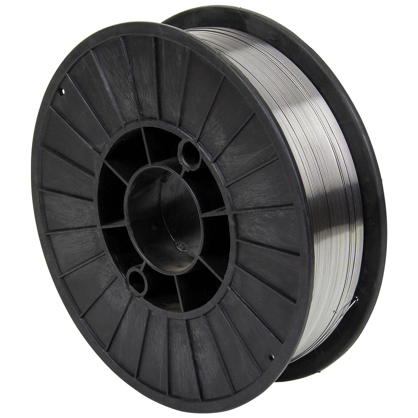 A black spool of SIP - 45kg x 0.8mm Flux-Cored Wire (model number SIP-02706) from the brand SIP, suitable for uses such as MIG welding or 3D printing.