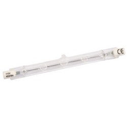 A Draper 400W Halogen Bulb for 03122, 03123, and 03124 Halogen Worklamps, featuring a clear tube design with a visible filament and white end caps on both sides.