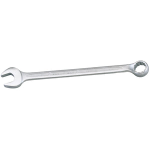 The Draper Elora Long Imperial Combination Spanner, 11/16" - 205A-11/16 from Draper features an open-end on one side and a Bi-hexagon ring spanner on the other, made from durable chrome vanadium steel for enhanced corrosion protection.