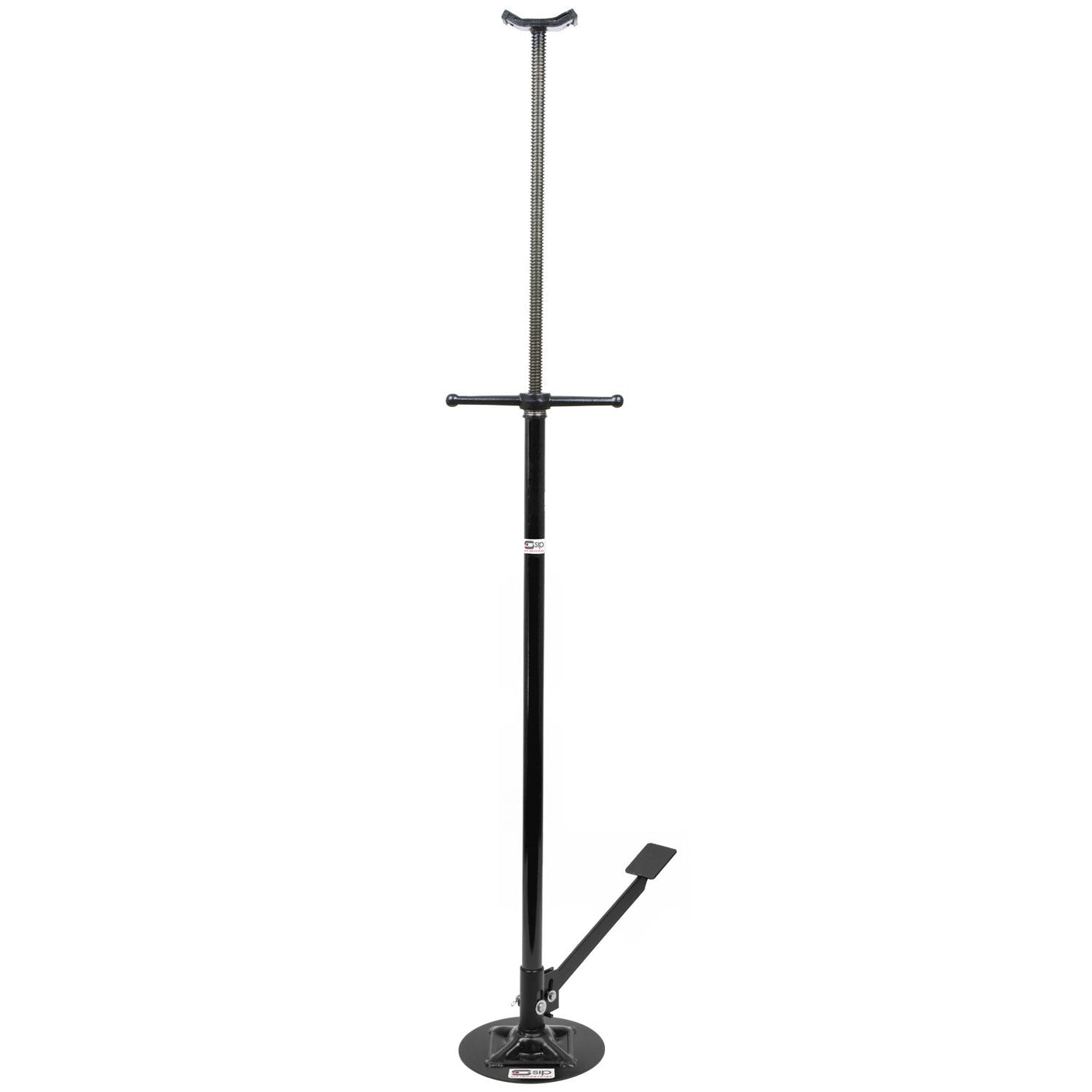 The SIP - Under Vehicle Support Stand (SIP-03629) from SIP, featuring a long handle and rubber footrest, stands upright against a white background.