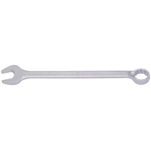 The Draper Elora Long Combination Spanner, 36mm - 205-36, a high-quality tool made of chrome vanadium steel, features an open end on one side and a bi-hexagon ring on the other, isolated on a white background.