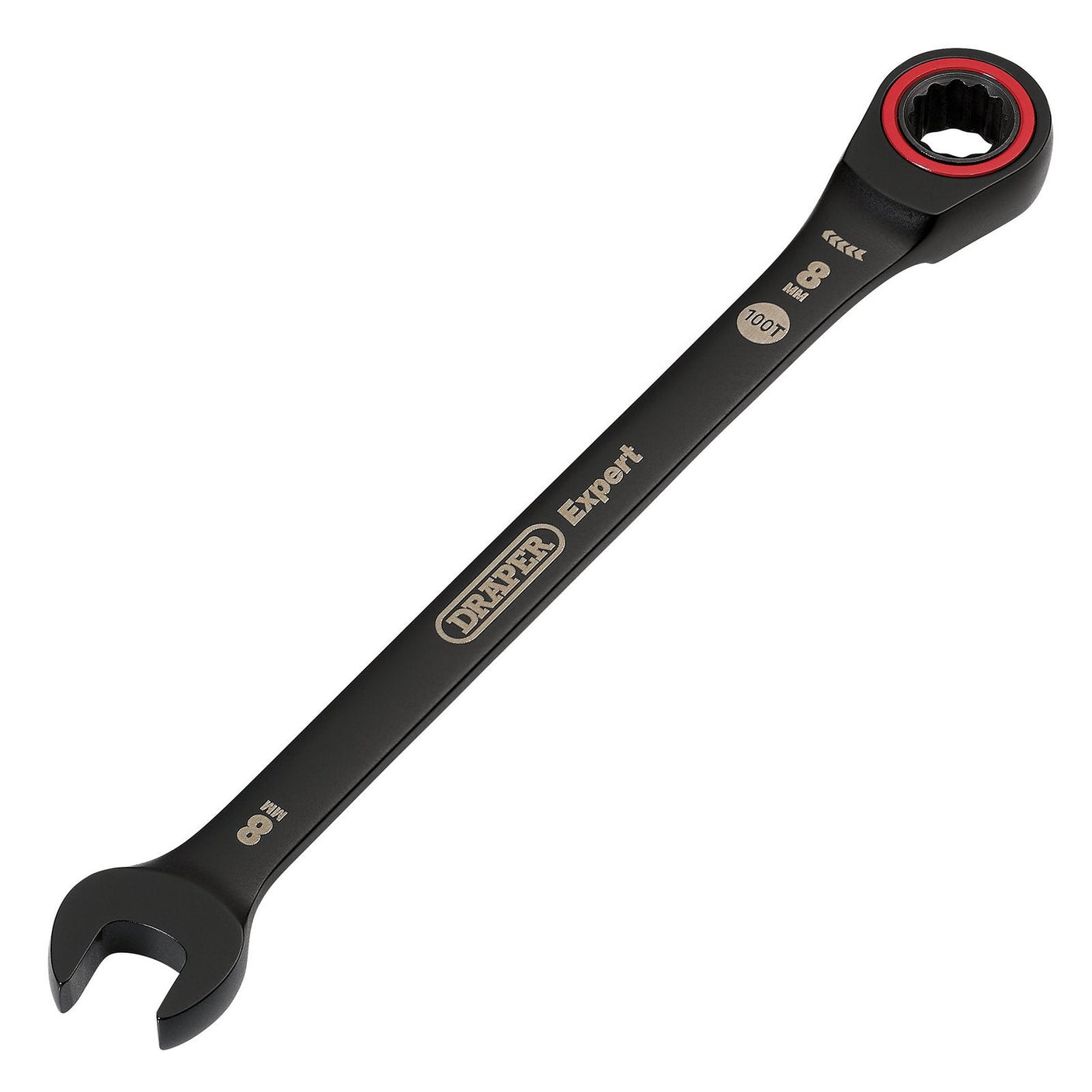 Draper Expert Hi-Torq&#174; Metric Ratchet Combination Spanner, 8mm, Black - 8241MM/BK - Farming Parts