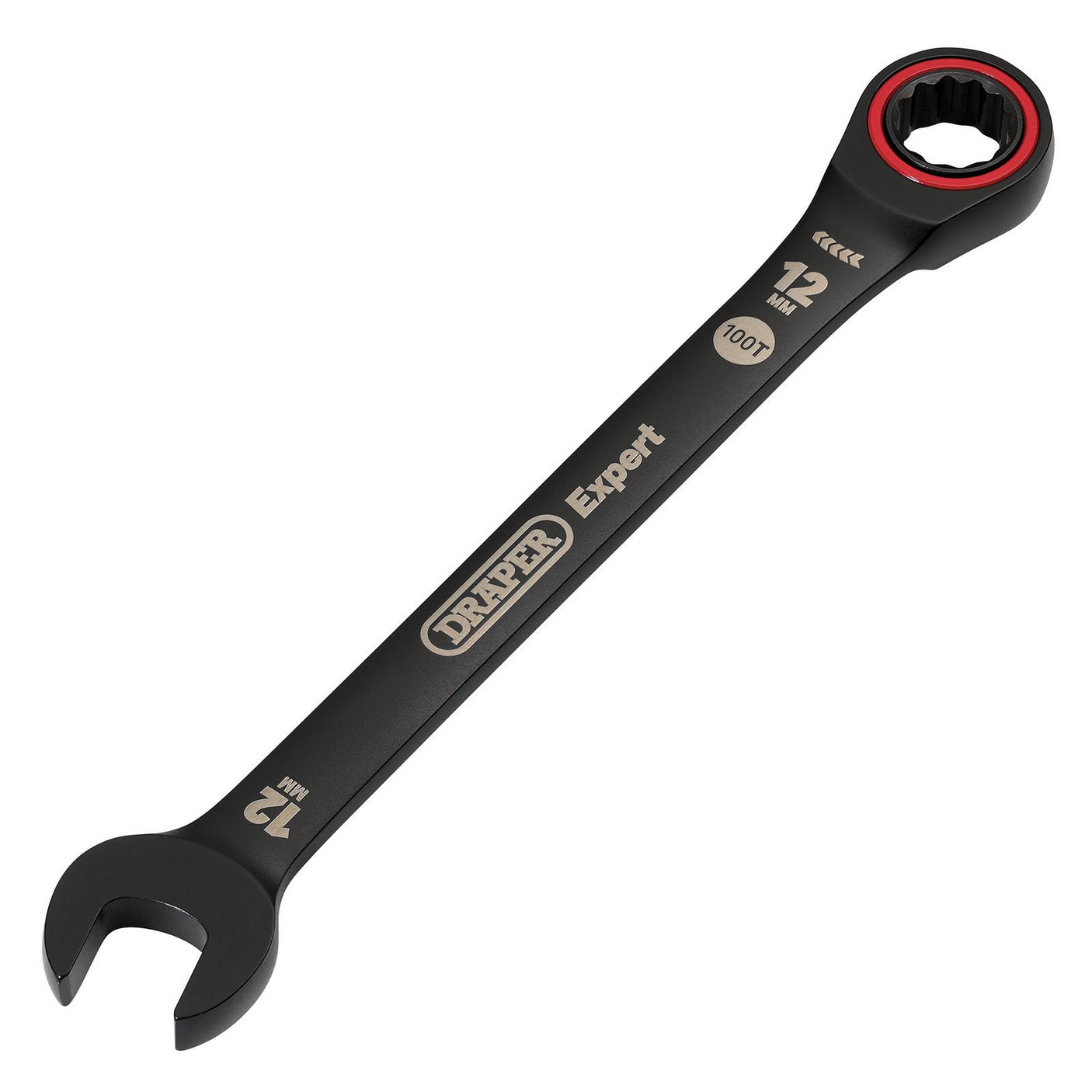 Draper Expert Hi-Torq&#174; Metric Ratchet Combination Spanner, 12mm, Black - 8241MM/BK - Farming Parts