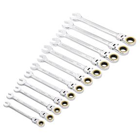 Draper Expert Hi-Torq® Metric Flexible Head Ratchet Combination Spanner Set (12 Piece) - 8241FMM/12 - Farming Parts