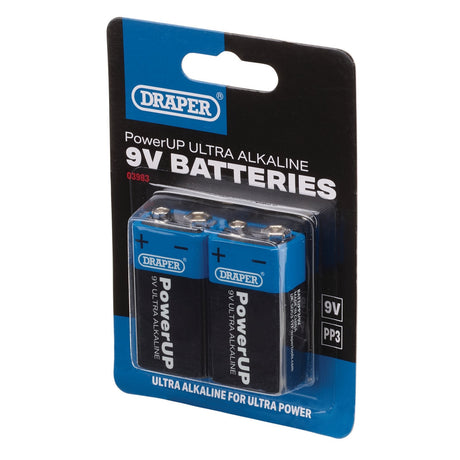 Draper Powerup Ultra Alkaline 9V Batteries (Pack Of 2) - BATT/PP3/9V/2 - Farming Parts
