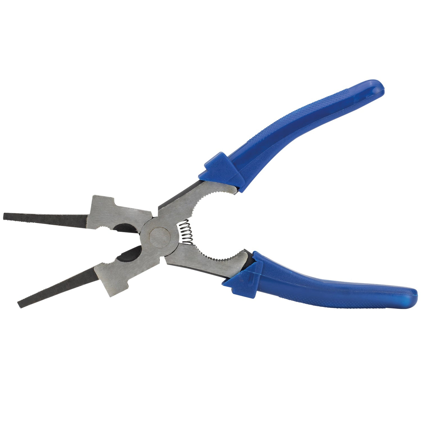 A pair of SIP MIG Pliers (SIP-04168) with blue handles and a spring mechanism, crafted from heavy-duty forged steel.