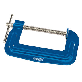 A Draper G Cramp, 100 x 42mm - 5025 with a screw handle, designed for holding objects together securely during woodworking.