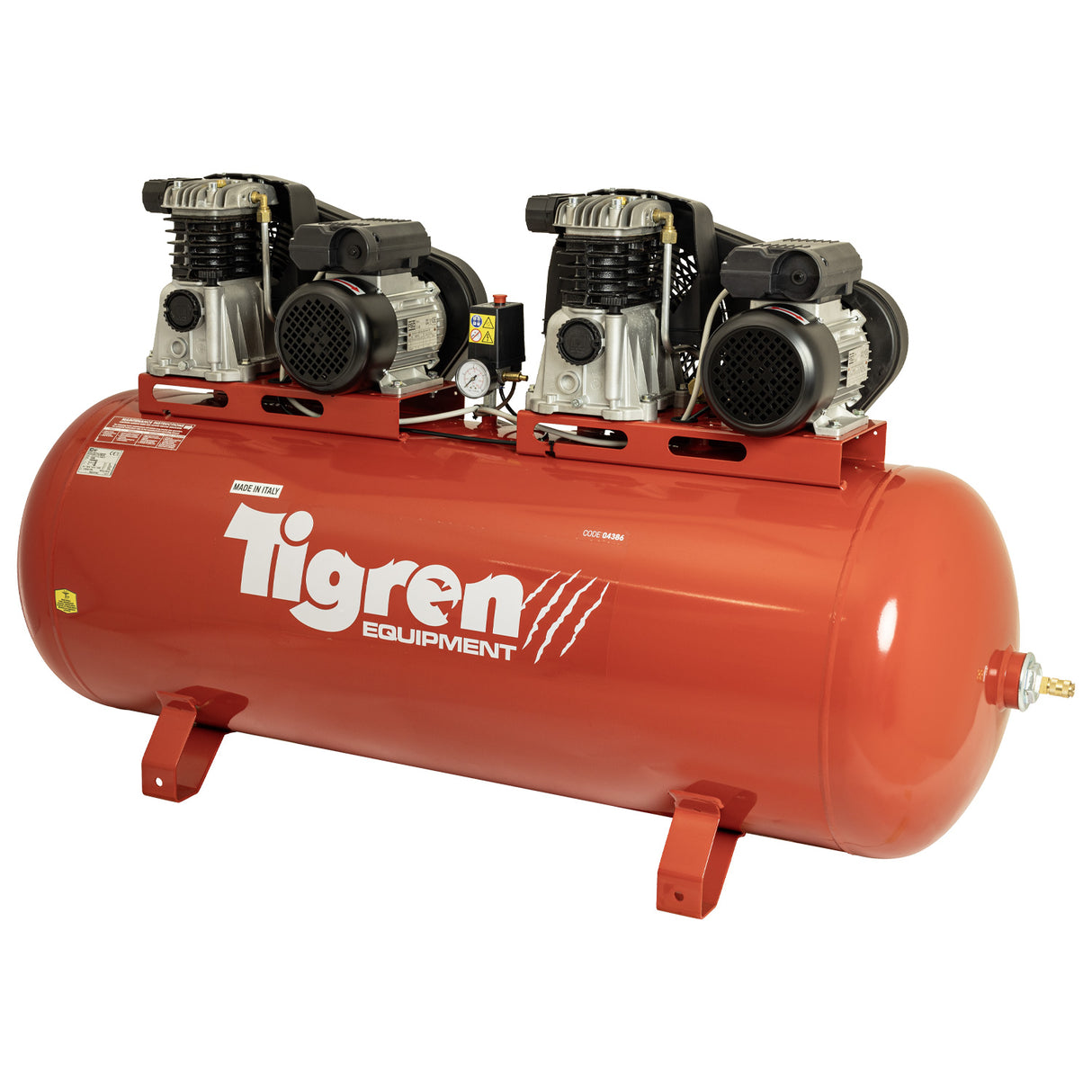 TIGREN 270ltr Tandem Belt-Driven Compressor 230v Heavy-Duty SIP-04386