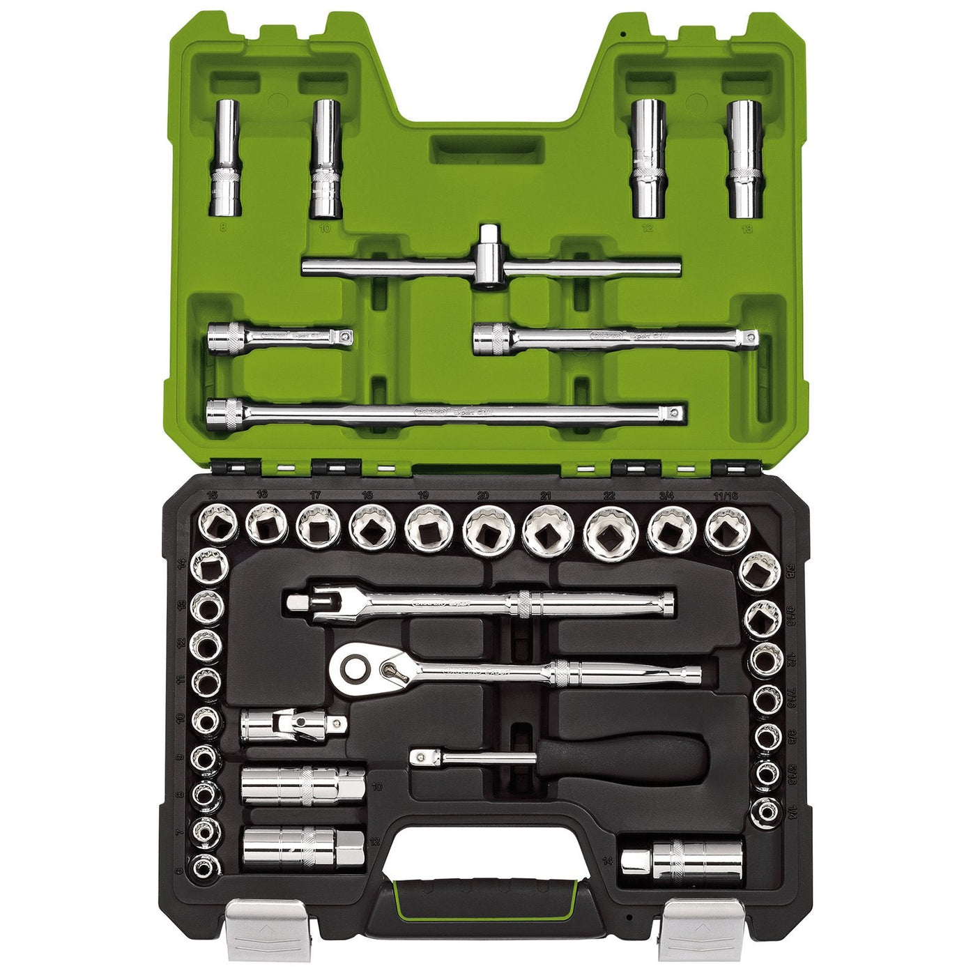 Draper Expert mm/Af Combined Socket Set, 3/8" Sq. Dr., Green (41 Piece) - D41AMN/B/GREEN - Farming Parts