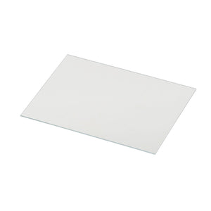 A rectangular piece of clear glass, similar to the Draper Outside Pc Lens for use with a welding helmet (Stock No. 02517 - AWHFS-BKSF-LO), lies flat on a white background.