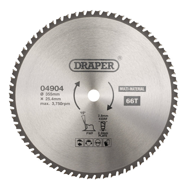 Draper Tct Multi-Purpose Circular Saw Blade, 355 X 25.4mm, 66T - SBM9 - Farming Parts