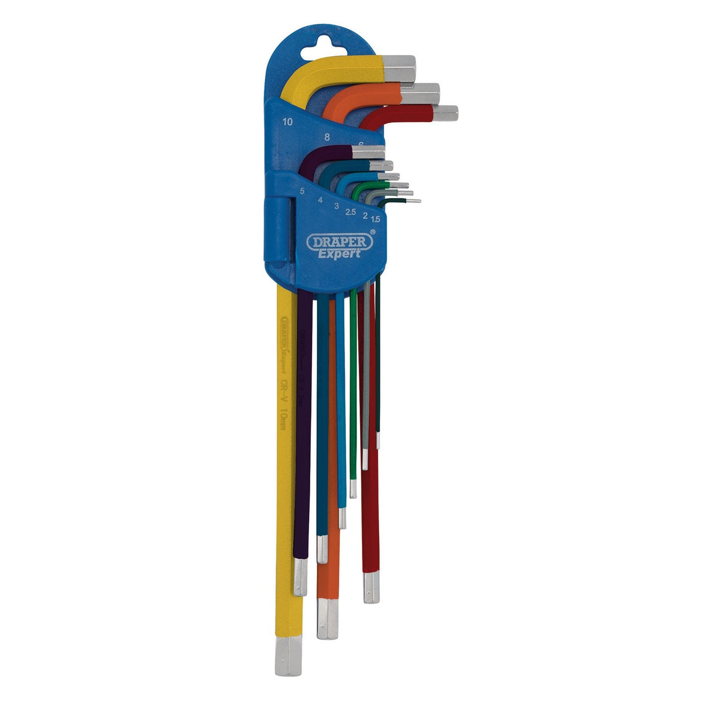 Draper Expert Metric Extra-Long Arm Hex Key Set, Colour Coded (9 Piece) - XLCHKS/9 - Farming Parts