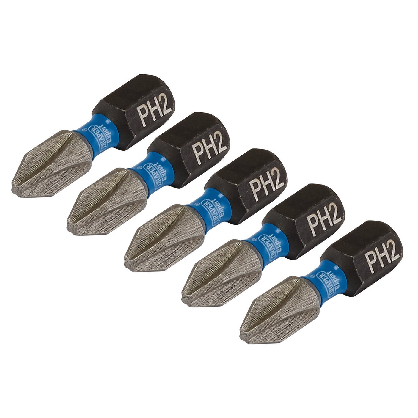 Draper Expert Cross Slot/Ph Type Impact Screwdriver Bits, No.2 X 25mm, 1/4" Hex (Pack Of 5) - IMBH/PH25/5 - Farming Parts